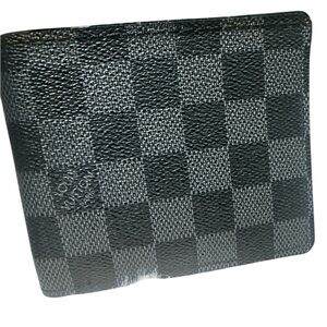 Louis Vuitton Black and Gray Checkered Wallet